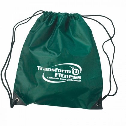 Custom Drawstring Gym Bags | Drawstring Sports Pack with Reinforced Corners | Cheap Promotional Backpacks - Forest Green