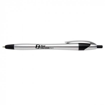 Chrome Sheen Stylus Pen with Imprinted Barrel -Black