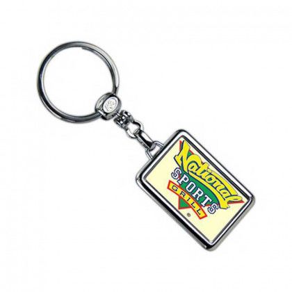 Die Cast Metal  Domed Key Tag - Rectangle Promotional Custom Imprinted With Logo