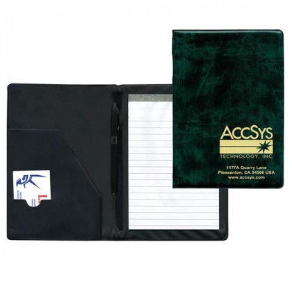 Small Executive Promotional Folder with Pad | Promotional Padfolios - Dragon Green