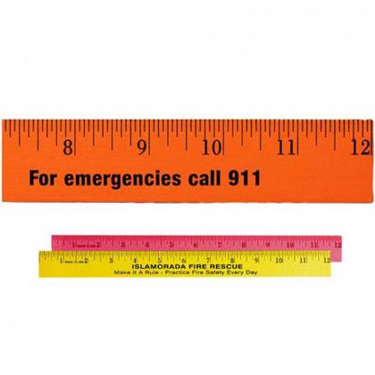 12 in. Fluorescent Wood Ruler Promotional Custom Imprinted With Logo