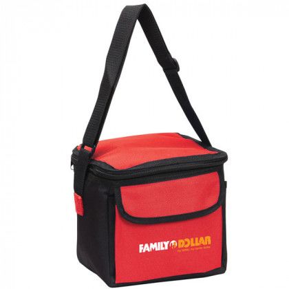 Branded Polyester 6-Pack Cooler with Business Logo Design - Red