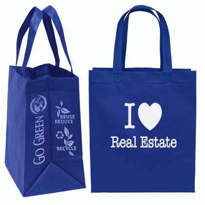 Royal Blue  Go Green Promotional Economy Tote Bag | Eco-Friendly Green Tote Bags | Custom Nonwoven Bags | Cheap Recycled Totes