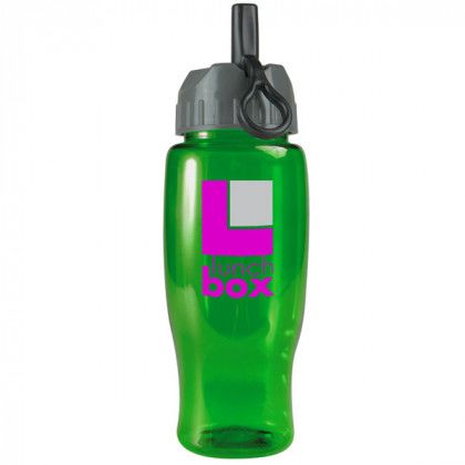 Custom Transparent Water Bottle with Straw - Translucent Green
