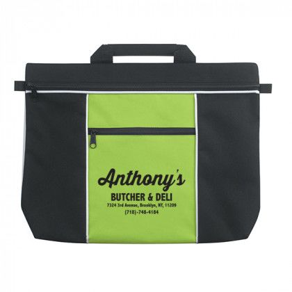 Customized Document Bags | Metro Bulk Document Bags with Logos | Promotional Document Bags and Portfolios - Black with Lime