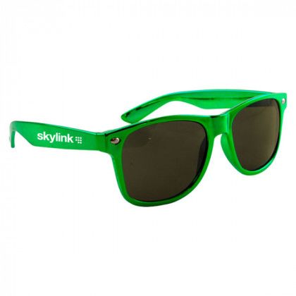 Metallic Miami Sunglasses with Logo Imprint Metallic Green