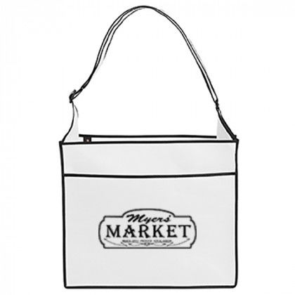 Messenger Style Elite Promotional Convention Tote Bags - Personalized tote bags White