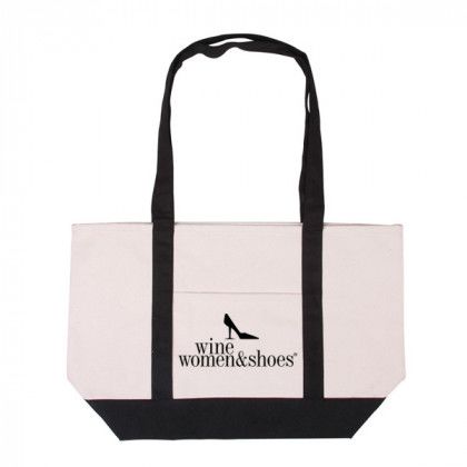 Lightweight natural custom cotton tote with imprint - Black