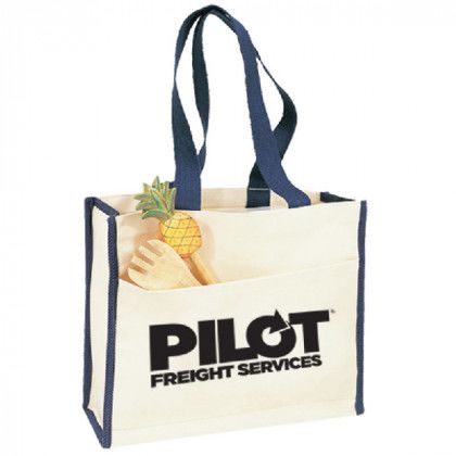 Promotional Canvas Gusset Tote- Navy Handles