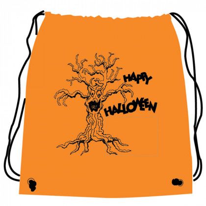 Custom Halloween Drawstring Backpacks | Halloween Art Cinch Up Backpack | Custom Polyester Trick-or-Treat Bags - Tree