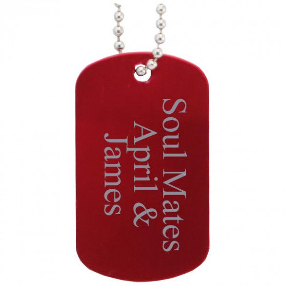 Engraved Red Dog Tag Pendant