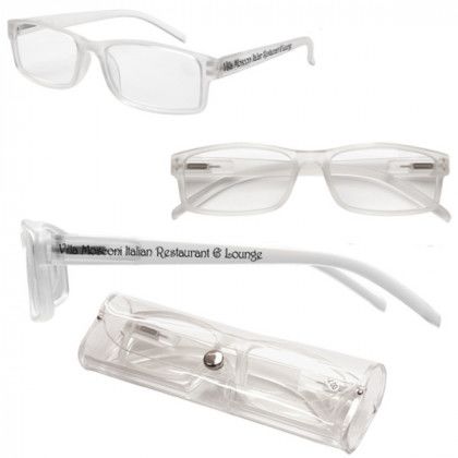 Frosted Promotional Soft Feel Reading Glasses with Logo in Matching Case 