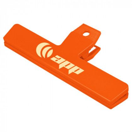 Large 6” Promotional Food Bag Clip - Personalized with Your Business Logo - Orange
