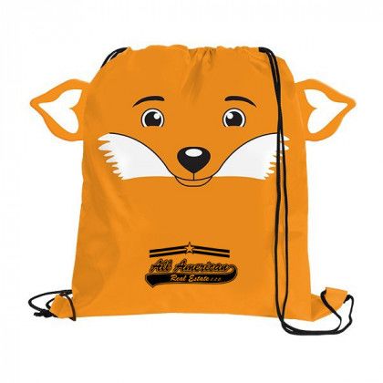 Custom Children’s Drawstring Backpacks | Paws ‘N’ Claws Sport Pack | Wholesale Animal Print Drawstring Backpacks - Fox