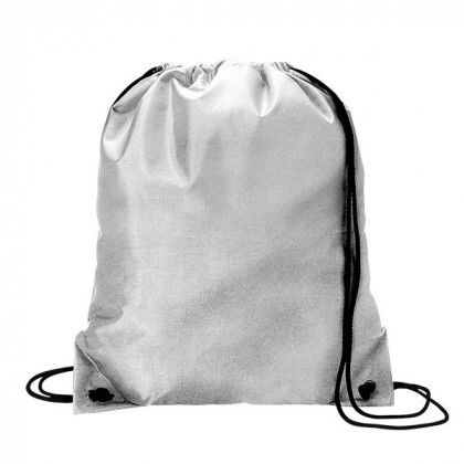 Wholesale Nylon Drawcord Bags | Colorful Nylon Promotional Sport Pack | Custom Nylon Drawstring Backpacks - Metallic Silver