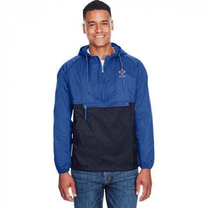 Embroidered Harriton Adult Packable Nylon Jacket - Royal/navy