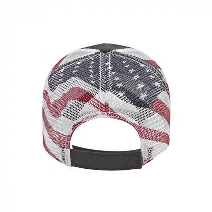 Personalized Patriotic Hats | Custom Flag Mesh Back Cap with Logo | Wholesale Patriotic Flag Hats - Velcro Closure