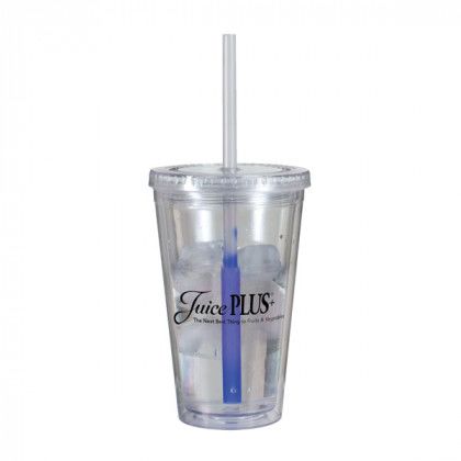 Victory Tumbler with Mood Straw with Logo blue