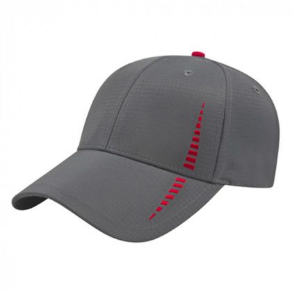 Performance Custom Embroidered Polyester Cap - Charcoal/Red