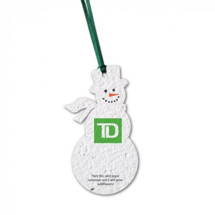 Seed Paper Snowman 2 Ornament Custom with Logo