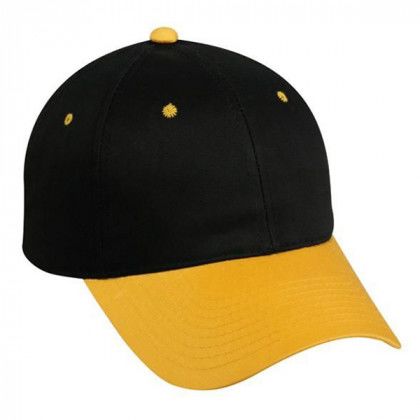 Structured Cotton Twill Cap with Embroidered Logo Black/gold