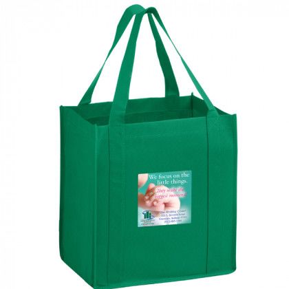 Full Color Heavy Duty Grocery Bag - Kelly green