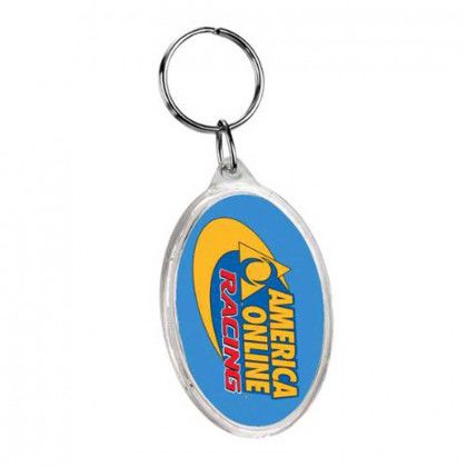 Oval Crystal Key Tag Promotional Custom Imprinted With Logo