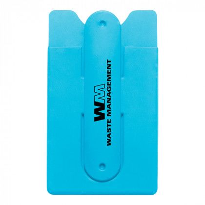 Imprinted Silicone Stand and Smart Wallet - Teal