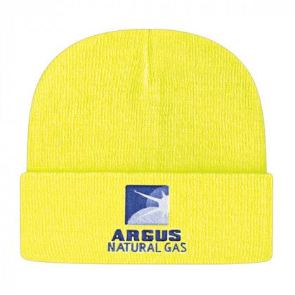 Solid Knit Cap with Cuff Neon Yellow