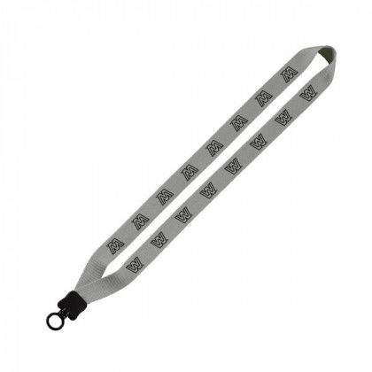 White Knit Cotton Lanyard O-ring Custom Logo