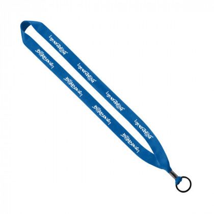 3/4 in. Economy Polyester Lanyard with Split-ring Custom Imprinted With Logo -Electric Blue