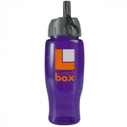 Custom Transparent Water Bottle with Straw - Translucent Violet