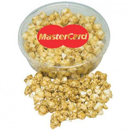 Caramel Popcorn in Designer Plastic Tray | Custom Logo Popcorn Products