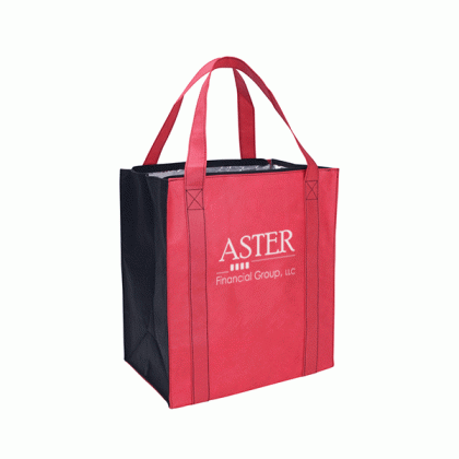 Red/Black Wholesale Insulated Tote Bags | Grande Custom Branded Thermal Totes | Wholesale Mylar Lined Tote Bags