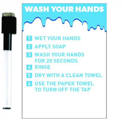 Wash Your Hands Dry Erase Memo Magnet | COVID-19 Prevention Dry Erase Boards