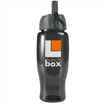 Custom Transparent Water Bottle with Straw - Translucent Smoke