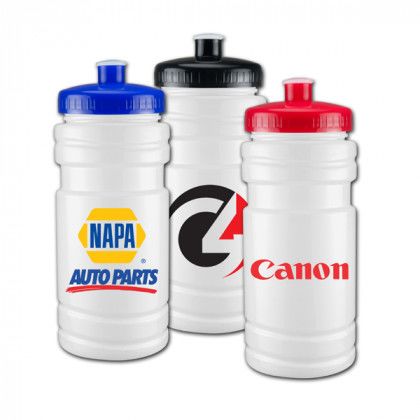 White Custom Water Bottle 20 oz Push/Pull Lid | Custom Sport Bottles Under $1