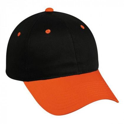 Structured Cotton Twill Cap with Embroidered Logo Black/orange