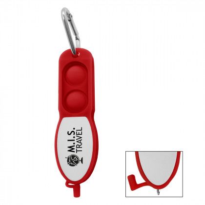 Logo Push Pop Pen With Carabiner  - Red