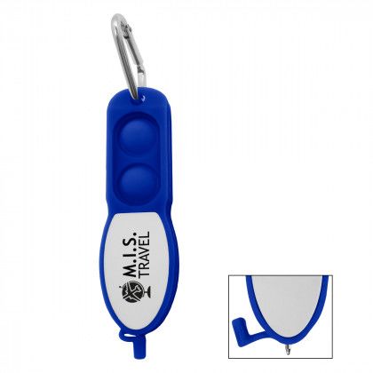 Logo Push Pop Pen With Carabiner - Royal blue