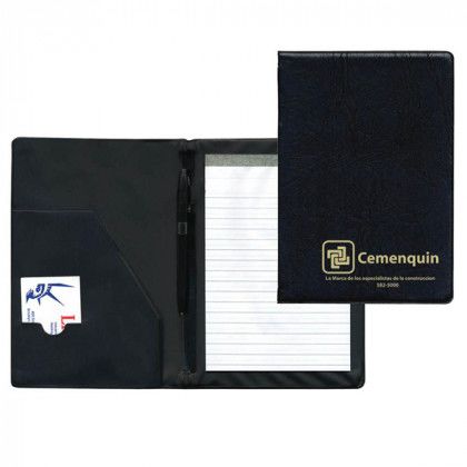 Small Executive Promotional Folder with Pad | Promotional Padfolios - Black Skai Small Executive Promotional Folder with Pad | Promotional Padfolios - Black Skai