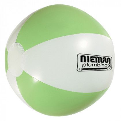 Best Promotional 12” Beach Balls Imprinted with Your Business Logo - Green & White