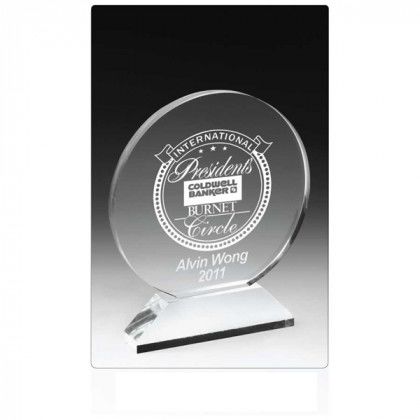 Round Acrylic Award on Elevated Base - 7 Inch