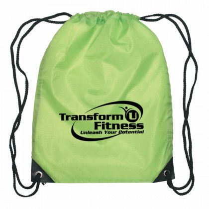 Custom Drawstring Gym Bags | Drawstring Sports Pack with Reinforced Corners | Cheap Promotional Backpacks - Lime Green