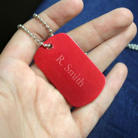 Custom Engraved Red Dog Tag