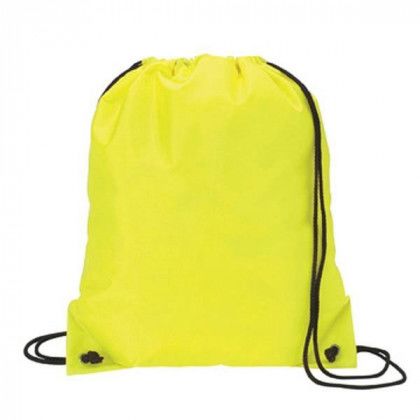 Wholesale Nylon Drawcord Bags | Colorful Nylon Promotional Sport Pack | Custom Nylon Drawstring Backpacks - Neon Yellow