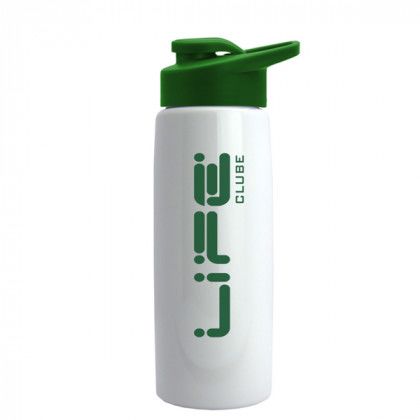 Metallic Flair Bottle 26 oz. with Logo white