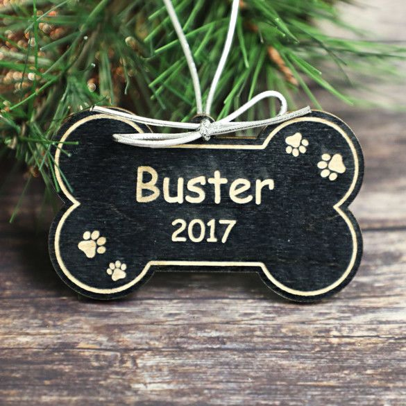 Personalized Wood Dog Bone Ornament