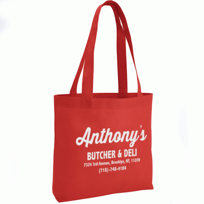 Red Cheap Promotional Tote Bags with Gussets | Logo Printed Poly Pro Tote with Gusset 