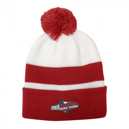 Promotional Campus Pom Beanie - Red with White